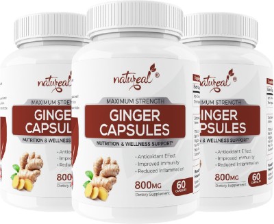 Natureal Ginger Pure Extract 800 mg Capsules for Improved Immunity & Overall Wellness(3 x 60 Capsules)