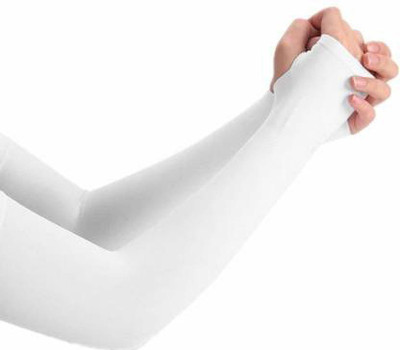 SunShopping Cotton Arm Sleeve For Men & Women(Free, White)