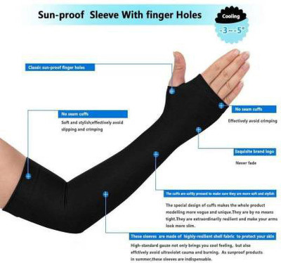 Apastra Cotton Arm Sleeve For Men & Women(Free, Black)