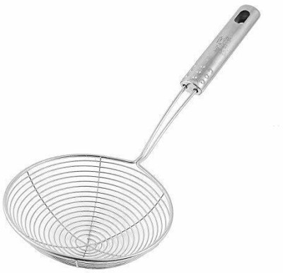 MYLO Stainless Steel Deep Fry Strainer/Oil Strainer for Kitchen Puri Wire Skimmer with Spiral Mesh Strainer(Steel Pack of 1)