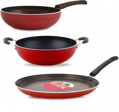 NAVRANG Non-Stick Coated Cookware Set(Aluminium, 3 - Piece)
