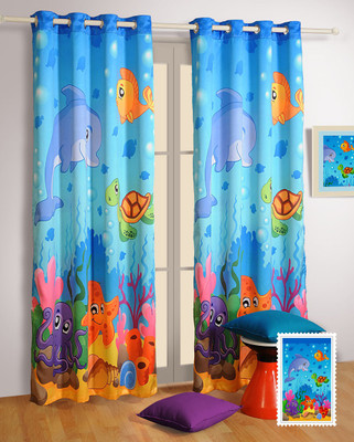 30% OFF on SWAYAM 152 cm (5 ft) Polyester Window Curtain Single Curtain(Printed, Blue)