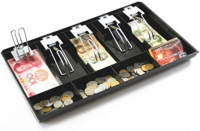 DEVZA 5 Compartments Metal Cash drawer(Black)