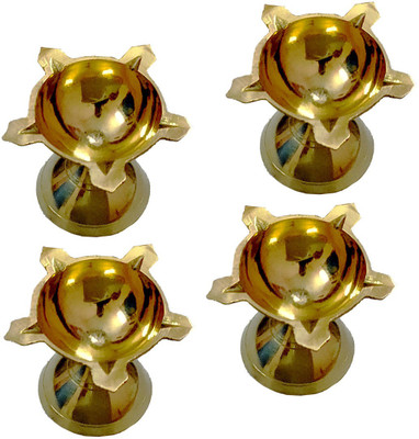 Shoppernation Brass (Pack of 4) Table Diya Set(Height: 2.5 inch)
