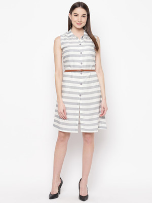 MAYRA Women Shift Grey Knee Length Dress