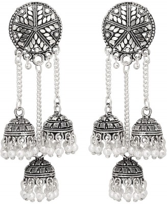 Happy Stoning Beautiful Stylish & Graceful German Silver Earrings Beads German Silver Tassel Earring