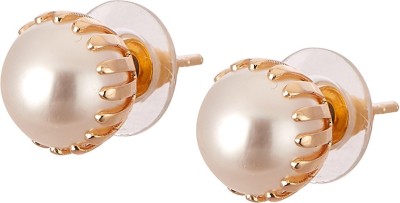 ZENEME Pearl Engraved Office Push Back Stud Earrings Jewellery For Women/Girls Pearl Alloy Stud Earring