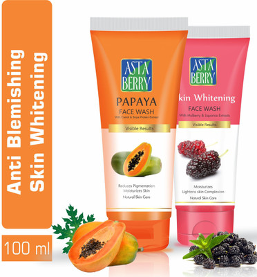 ASTABERRY Anti Blemish  (Papaya & Skin Whitening )Pack of 2 (200ml) Face Wash(200 ml)