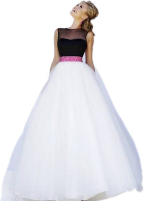 Kitty Fashion Flared/A-line Gown(White, Black)