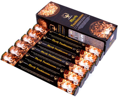 Bansiwal Frankincense & Myrrh Darshan Fragrance 6 pkt of 20 Sticks Each (Contains 120 Incense Sticks/Natural Agarbatti) Frankincense & Myrrh(20 Units, Set of 6)