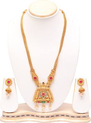 Swarajshop Alloy Gold-plated Green, Pink, White Jewellery Set(Pack of 1)