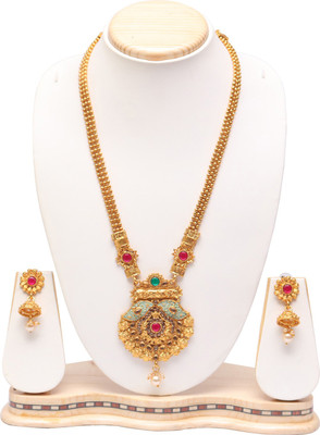 Swarajshop Alloy Gold-plated Gold, Green, Pink Jewellery Set(Pack of 1)