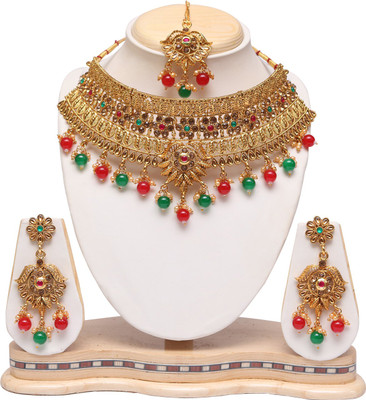 Ethnicking Alloy Gold-plated Multicolor Jewellery Set(Pack of 1)