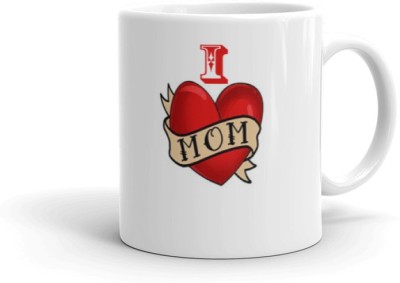 Gift4You I Love Mom Multicolour Printed Coffee & Coffee Special, Birthday, Anniversary, Mothers Day Gift for Mom, Mother, Mummy Ceramic Coffee Mug(330 ml)