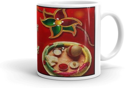 Gift4You Raksha Bandhan Ki Hardik Subkamnaye Multicolour Printed Coffee & Rakhi Gift for Brother & Sister 670 Ceramic Coffee Mug(330 ml)