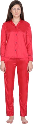 Klamotten Women Solid Red Top & Pyjama Set