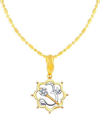 Sukai Jewels OM Gold-plated Cubic Zirconia Alloy, Brass Pendant