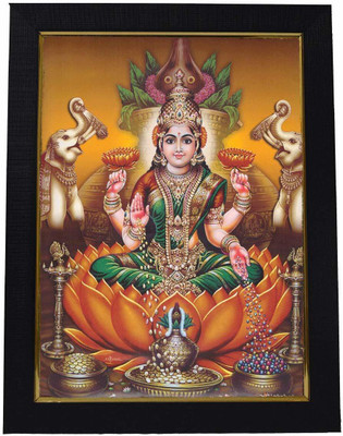 99CRAFTS Goddess Lakshmi / Laxmi Devi / Dhana Lakshmi Gold Photo Frame for Wall Hangings and Pooja Room Religious Frame