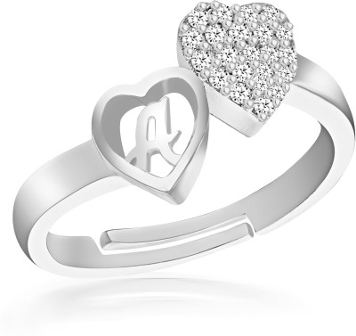 Miami Jewellery Stylish Heart Name Alphabet Letter Initial A Rings Stainless Steel Diamond, Cubic Zirconia Silver Plated Ring