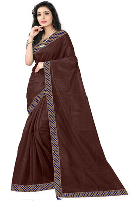 Divastri Solid/Plain Bollywood Art Silk Saree(Brown)