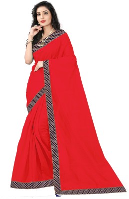 Samai Solid/Plain Bollywood Art Silk Saree(Red)