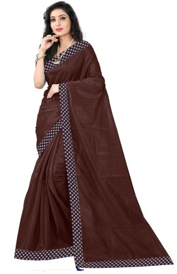 Suntex Solid/Plain Bollywood Art Silk Saree(Brown)