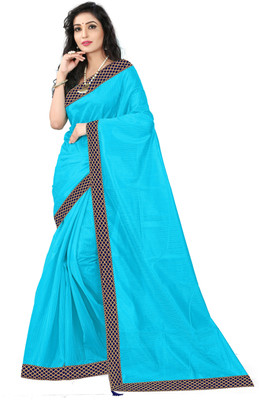 Divastri Solid/Plain Daily Wear Art Silk Saree(Light Blue)