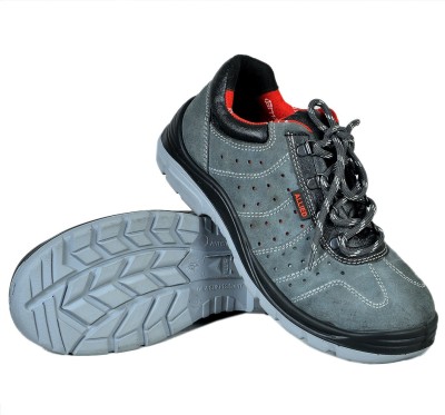 Allied Steel Toe Genuine Leather Safety Shoe(Grey, Blue, Beige, S1, SRC, Size 6)