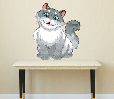 Littlebuds 50 cm Cat Removable Sticker(Pack of 1)