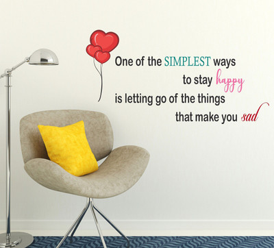 Littlebuds 100 cm Happy Quotes Removable Sticker(Pack of 1)