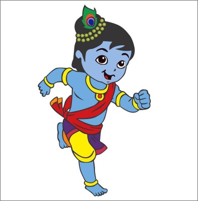 JNM Enterprise 22 cm Cute Krishna Wall Sticker Design (Cover Area:-13x22cm) Self Adhesive Sticker(Pack of 1)