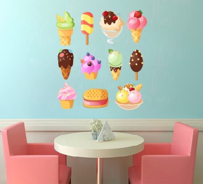 Wallzone 50 cm Ice Creams Removable Sticker(Pack of 1)