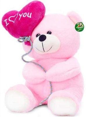 ANU TOYS Soft Toys Lovable Pink Balloon Teddy Bear with I Love U Heart  - 26 cm(Pink)