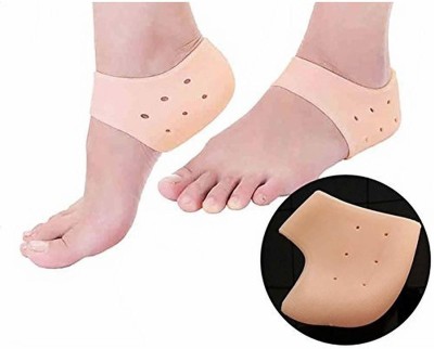 Newvent Silicone Heel Protector Anti-Crack Pad Socks Set(1 Pair) Heel Support (Beige) Heel Support(Black)