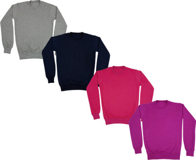 Indistar Full Sleeve Solid Boys & Girls Reversible Sweatshirt