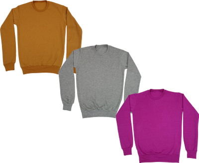 IndiWeaves Full Sleeve Solid Boys & Girls Sweatshirt