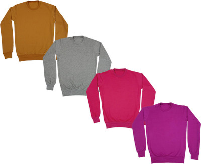 Indistar Full Sleeve Solid Boys & Girls Reversible Sweatshirt