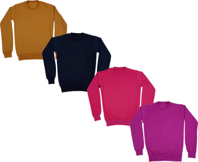 Indistar Full Sleeve Solid Boys & Girls Reversible Sweatshirt