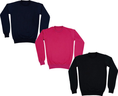 Indistar Full Sleeve Solid Boys & Girls Reversible Sweatshirt