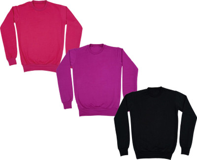 IndiWeaves Full Sleeve Solid Boys & Girls Sweatshirt