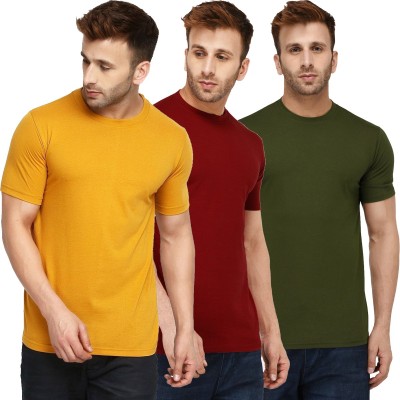 New Trends Collection Solid Men Round Neck Multicolor T-Shirt