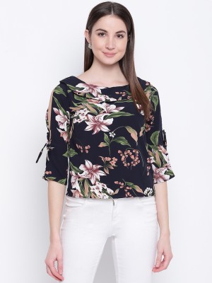 MAYRA Party 3/4 Sleeve Floral Print Women Multicolor Top