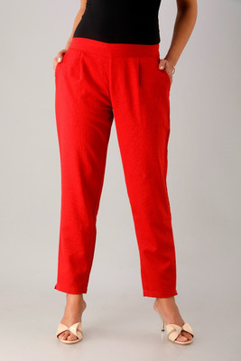 LIYARA Regular Fit Women Red Trousers