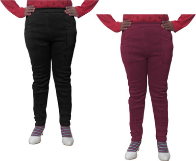 Indistar Regular Fit Women Black, Pink Trousers