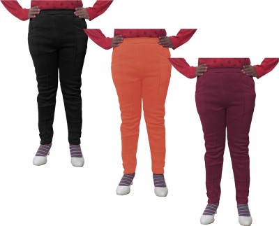 Indistar Regular Fit Women Maroon, Orange, Black Trousers