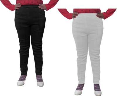 IndiWeaves Regular Fit Women White, Black Trousers