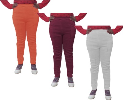 Indistar Regular Fit Women White, Maroon, Orange Trousers