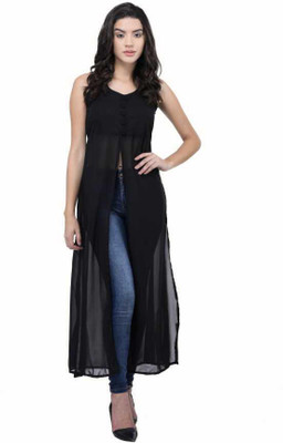 4METIK STYLE Casual Sleeveless Solid Women Black Top