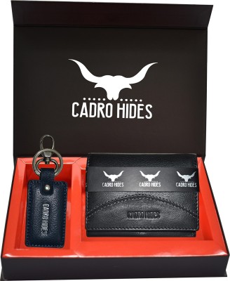 cadrohides Men Black Genuine Leather Wallet(7 Card Slots, Pack of 2)