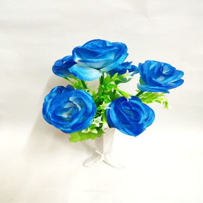 artificial hub ROSE WITH PLASTIC VASE Blue Rose Artificial Flower  with Pot(15 inch, Pack of 1, Flower with Basket)
